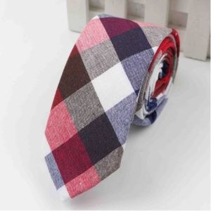 Men's Red/Blue Gingham Necktie by Elton Miller's